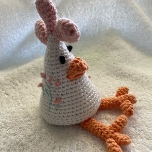 Hand crochet lil chicken she’ll sit on your sill or shelf. Give Chicky a home.
